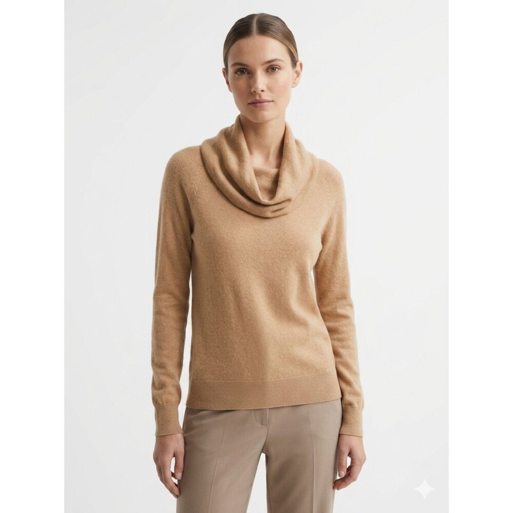 GAP Camel Cowl Neck Cotton and Rabbit Hair Sweater Natural Fibers Quiet Luxury
